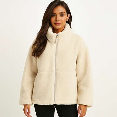 Damen Teddy Mantel | Warm Reißverschluss