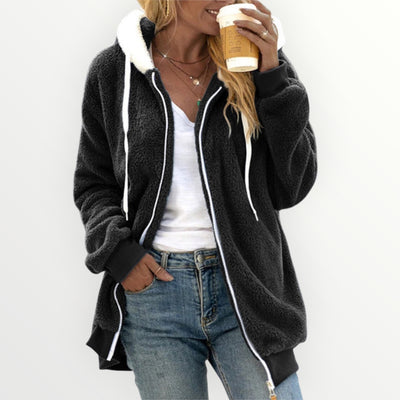 Damen Teddy Mantel | Kapuze Warm