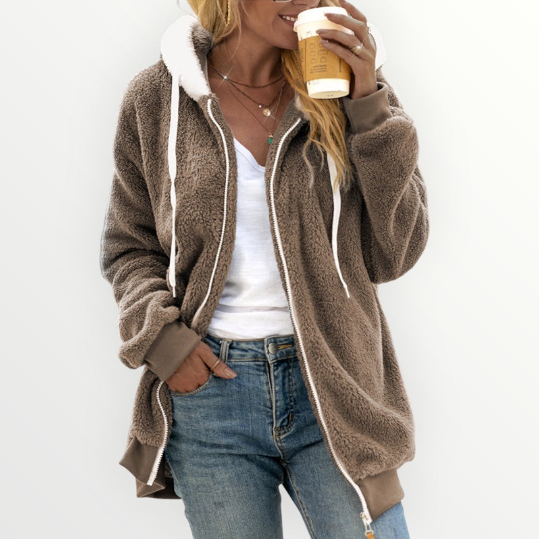Damen Teddy Mantel | Kapuze Warm