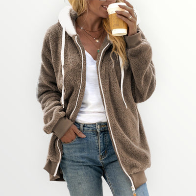 Damen Teddy Mantel | Kapuze Warm