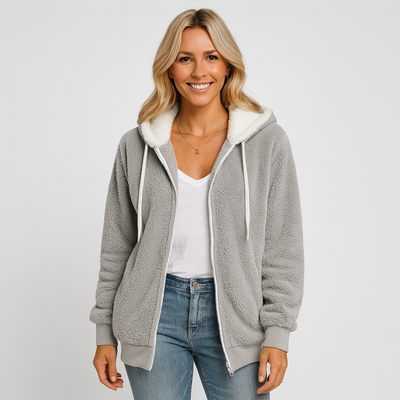 Damen Teddy Mantel | Kapuze Warm