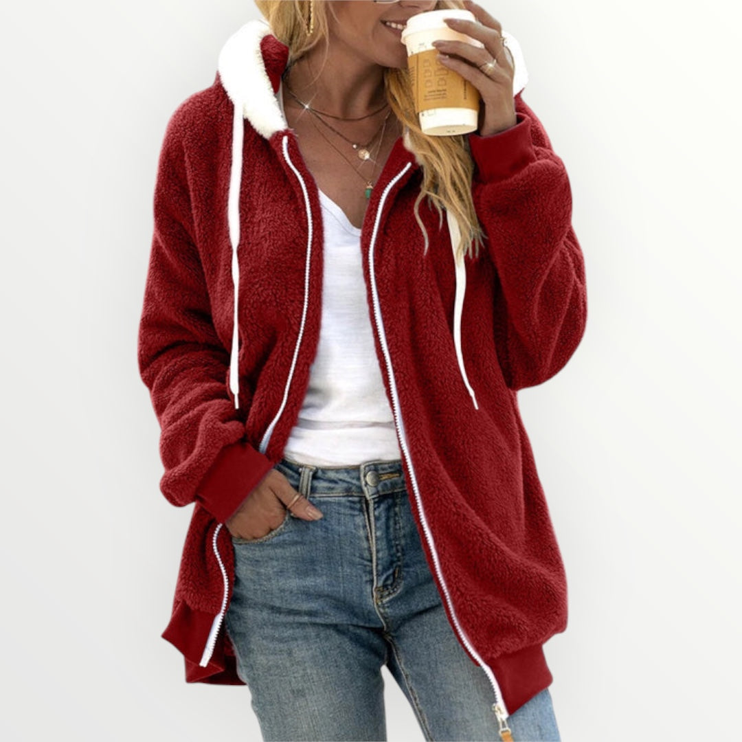 Damen Teddy Mantel | Kapuze Warm